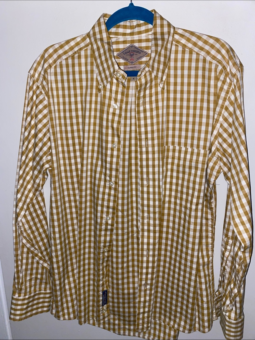 Men's Casual Check Button-Down Shirt by G.H. Bass & Co. - Mustard/White